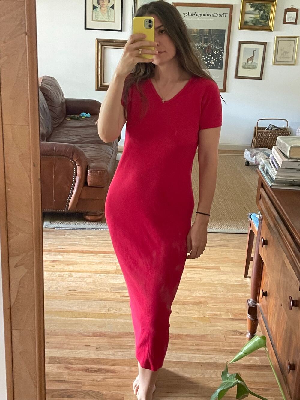DKNY 90s Rib Knit T Shirt Dress Maxi